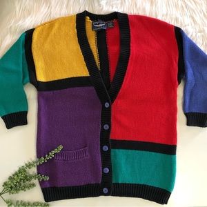 Vintage Best American Clothing Co. Color Block Cardigan | Size Medium